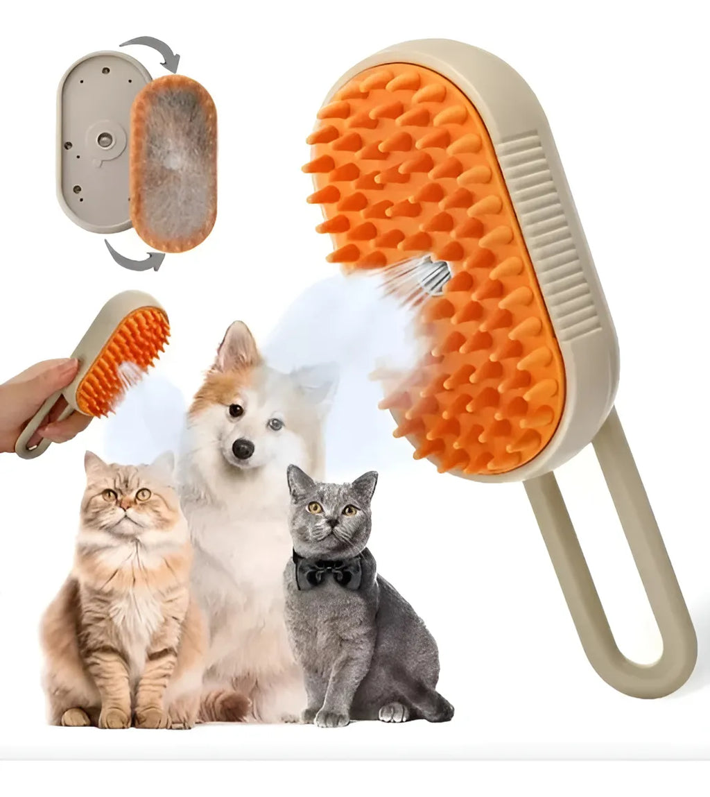 Cepillo Automático A Vapor 3 En 1 Para Gatos y Perros